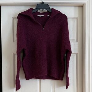 LIKE NEW Vince Deep Burgundy 1/4 Zip Neck Brushed Alpaca Sweater XS easy fit